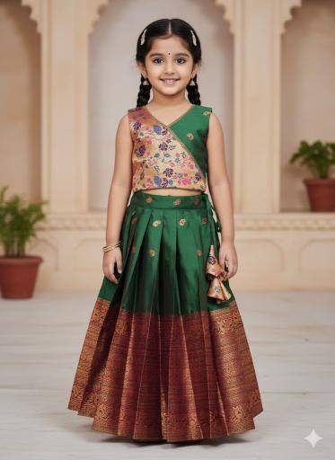 NEW LAUNCING PAITHANI KIDS LEHENGA CHOLI kanjivaram silk Kids wear wholesale suppliers in Kolkata